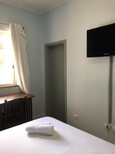 um quarto com uma cama e uma televisão na parede em Ita Park Hotel em Itápolis