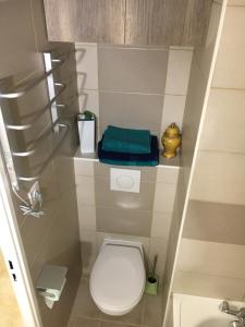 Un baño pequeño con inodoro y lavabo. en Art Studio, en Chamonix-Mont-Blanc 34 fotos más