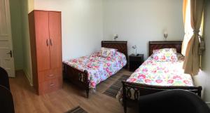 Cama ou camas em um quarto em Eco Hostal Offenbacher-Hof