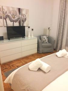TV a/nebo společenská místnost v ubytování Stylish apartment in Kolonaki