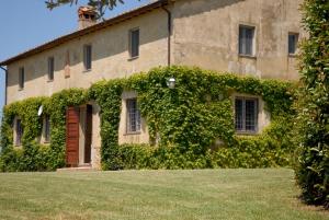 - un bâtiment recouvert de lierre avec une porte et des fenêtres dans l'établissement Podere San Giovanni, à Montoro