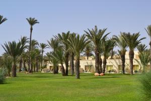 una fila de palmeras frente a un complejo en Zephir Hôtel & Spa, en Zarzis