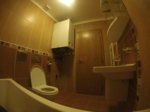a bathroom with a toilet and a sink at Beška in Bešeňová +10 photos