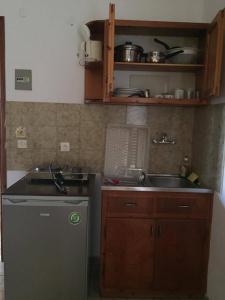 a small kitchen with a sink and a dishwasher at Avgoustina Venus Studios in Benitses