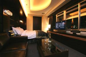 TV a/nebo společenská místnost v ubytování HOTEL THE GLANZ