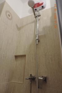 een douche met een douchekop in een badkamer bij The Best Location Accommodation in Boekarest +30 foto's