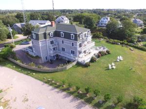 an aerial view of a large house on a lawn at Payne's Harbor View Inn in New Shoreham