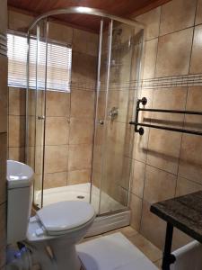 a bathroom with a shower and a toilet at Kington Guest Suite in Pretoria +12 photos