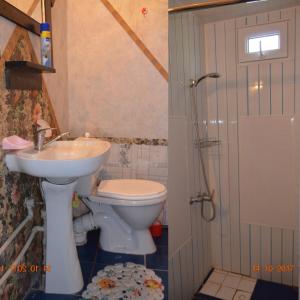 a bathroom with a sink and a toilet at Petrovskaya Pristan in Cholpon-Ata