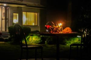 Un jardín fuera de Hotel Barahi Pokhara