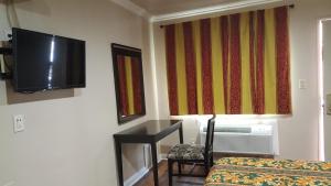 Cette chambre comprend un lit et une télévision murale. dans l'établissement ACE Motel, à Pasadena