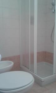 a bathroom with a toilet and a shower at Casa Adile in Sappada