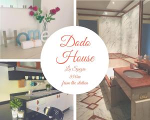 a collage of four pictures of a bathroom at Dodo House La Spezia in La Spezia