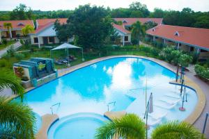 an overhead view of a swimming pool at a resort at Sunville Hotel and Restaurant in Panglao Island