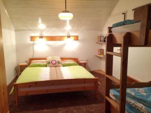 une chambre avec un lit superposé et une échelle dans l'établissement Apartments Torkar, à Bled
