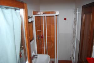 a bathroom with a shower and a toilet and a sink at B&B Nonno Leo in Cannero Riviera