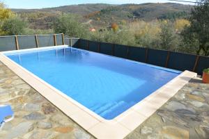 a large blue swimming pool on a patio at Casa da Fraga in Ferreira