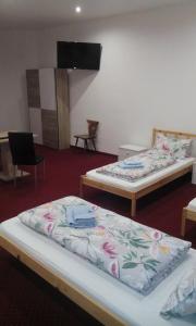 Gasthof zum Nibelungenbauer tesisinde bir odada yatak veya yataklar