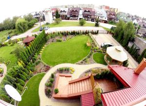 an aerial view of a house with a garden at Noclegi Folkowa in Grajewo