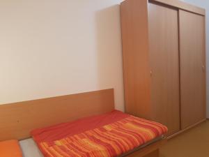1 dormitorio pequeño con 1 cama y armario en RATOMAS, s.r.o. en Kostelec na Hané