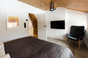 Televízia a/alebo spoločenská miestnosť v ubytovaní Apartament Dębowy