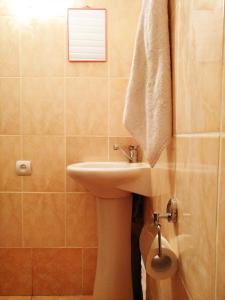 a bathroom with a sink and a toilet at Hostel Sakharov & Tours in Yerevan