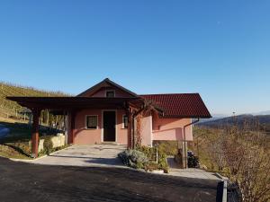 a small house on a hill with a driveway at Hiška na gorci in Podčetrtek