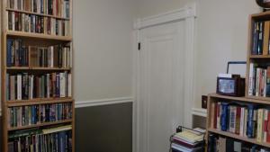 a room with two book shelves filled with books at Homestay in Westwood 97909 in Cincinnati