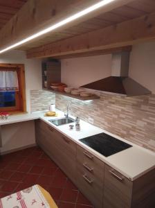 a kitchen with a sink and a stove at Baita Rini in Livigno