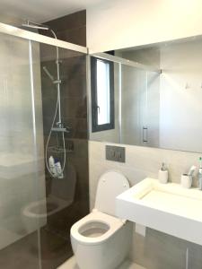 ピラール・デ・ラ・オラダダにあるBioko II Mil Palmerasのバスルーム(トイレ、洗面台、シャワー付)
