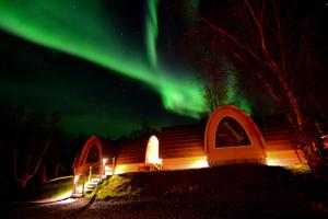 un observatorio con la aurora en el cielo en Snow Resort Kirkenes, en Kirkenes