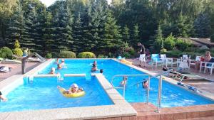 a group of people in a swimming pool at Nestor Domki in Mrzeżyno