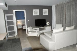 TV a/nebo společenská místnost v ubytování Hôtel Elaïs