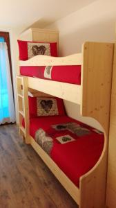 a couple of bunk beds in a room at Enrosadira in Molveno