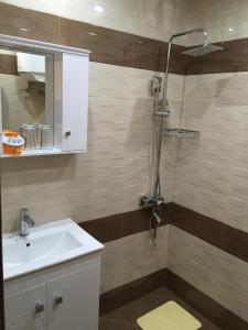 a bathroom with a sink and a shower at Apartment Park Sveti Vrach in Sandanski