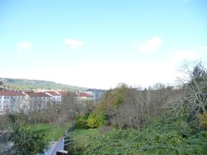 vistas a una ciudad con árboles y edificios en Hortas P.R., en Santiago de Compostela