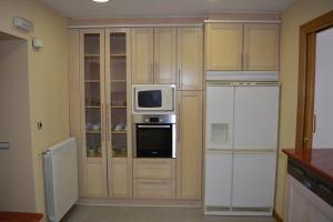 a kitchen with a refrigerator and a microwave at Apartamentos Alameda in Coca