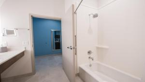 y baño con ducha, lavabo y bañera. en Holiday Inn Express & Suites - Dripping Springs - Austin Area, an IHG Hotel, en Dripping Springs