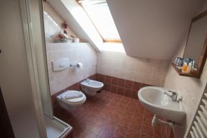baño con aseo y lavabo y ventana en Pension Půlměsíc, en Jablonec nad Nisou 36 fotos más