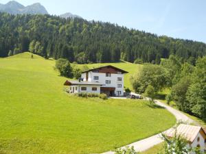 a house in the middle of a green field at Bauernhof Großwolfing- Appartementhaus Fischbacher in Ebbs