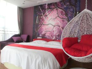 Voodi või voodid majutusasutuse Thank Inn Chain Hotel Hebei Shijiazhuang Zhao Town Shenghua Street toas