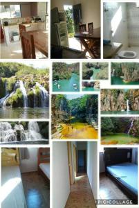 a collage of pictures of a series of waterfalls at casa da Roberta in São José da Barra