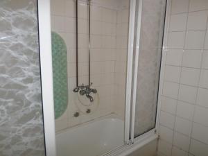 La salle de bains est pourvue d'une douche. dans l'établissement Rustico & Singelo - Hotelaria e Restauração, Lda, à Vila Real