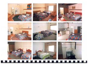 a collage of four pictures of a room with beds at Grampians Motel /Hotel in Dadswells Bridge