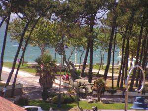 a park with a statue of a bird on a tree at piso chalet en playa samil in Vigo +17 photos