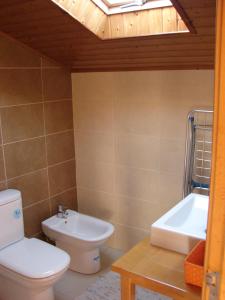 een badkamer met een toilet en een wastafel bij Casa da muralha in Figueira da Foz