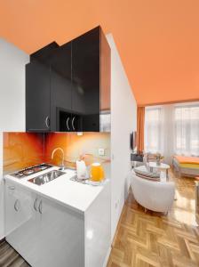 Kuchyň nebo kuchyňský kout v ubytování Apartments Postic