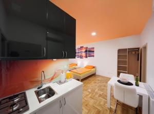 Kuchyň nebo kuchyňský kout v ubytování Apartments Postic