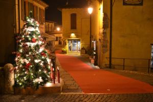 a christmas tree on a street at night at Il Borghetto Vacanze nei Mulini in Valeggio sul Mincio