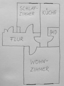 a drawing of a floor plan of a house at Ferienwohnung Tiffy in Chemnitz